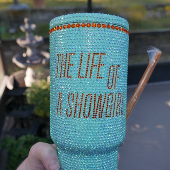 Taylor Swift The Life of a Showgirl Bling Tumbler 30 oz Mint Green IN HAND NEW - Picture 4 of 4